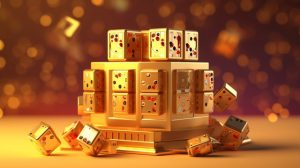 phmacao website image 320 showing pngtree d rendered online casino slot machine with golden cube design on image 3910642